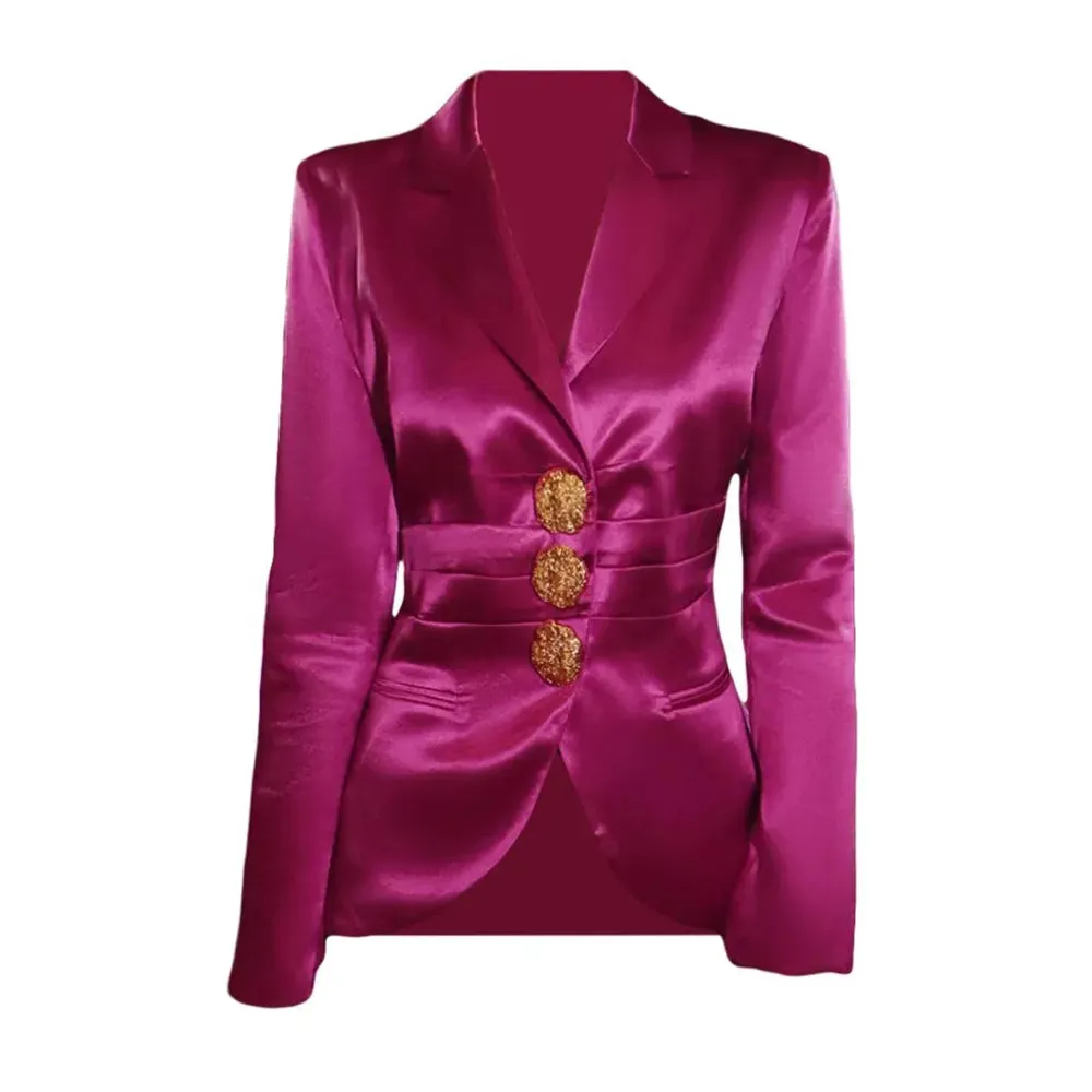 Solid Patchwork Single Breasted Vintage Blazers For Women Notched Collar Long Sleeve Blazer Female Fashion Clothing