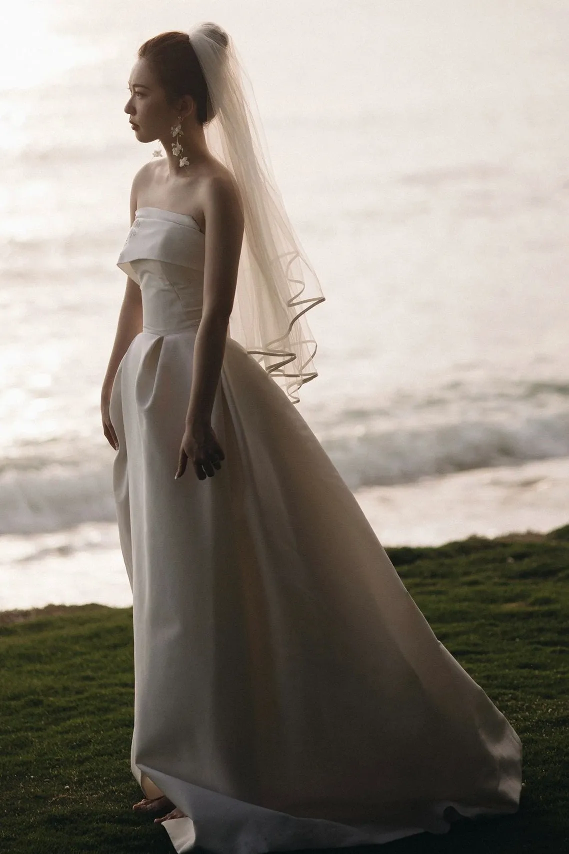 Strapless Simple Silk Country Wedding Dress