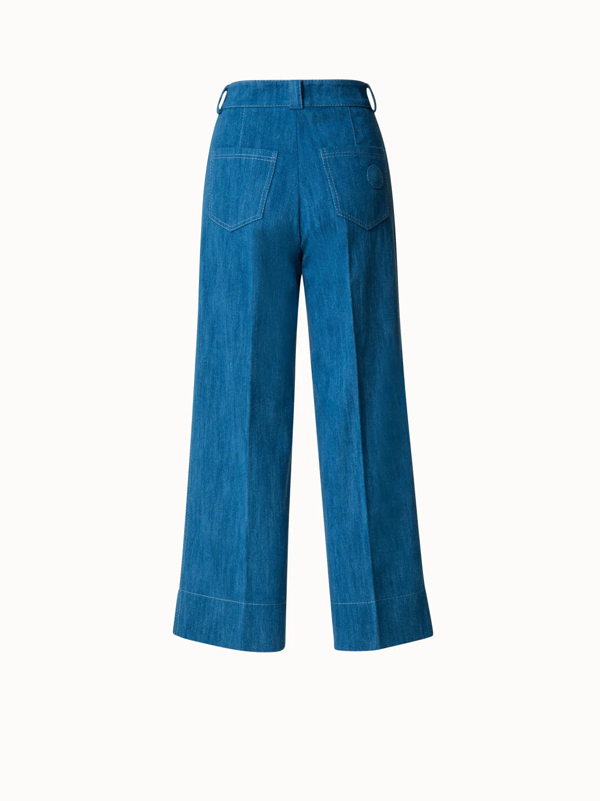 Stretch Denim Cropped High Waist Pants