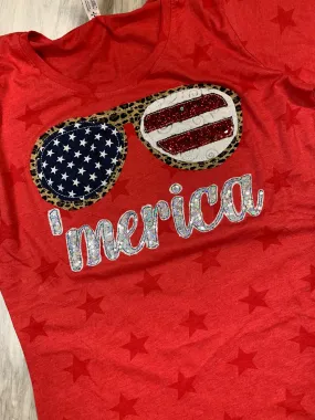 Sunglasses "MERICA" Shirt on Stars Tee