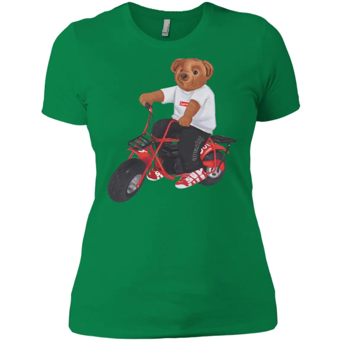 Supreme Bear Moto T-shirt Women Cotton T-Shirt