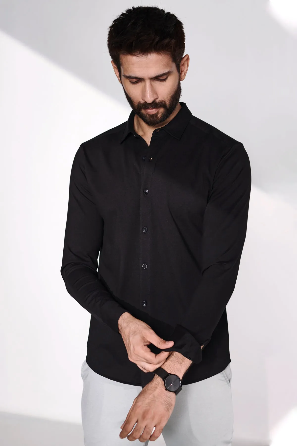 The Black Full Sleeve Knit Shirt