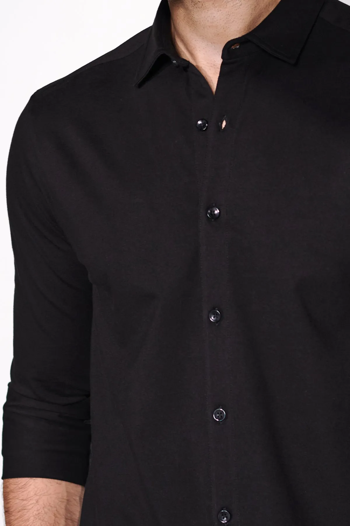 The Black Full Sleeve Knit Shirt