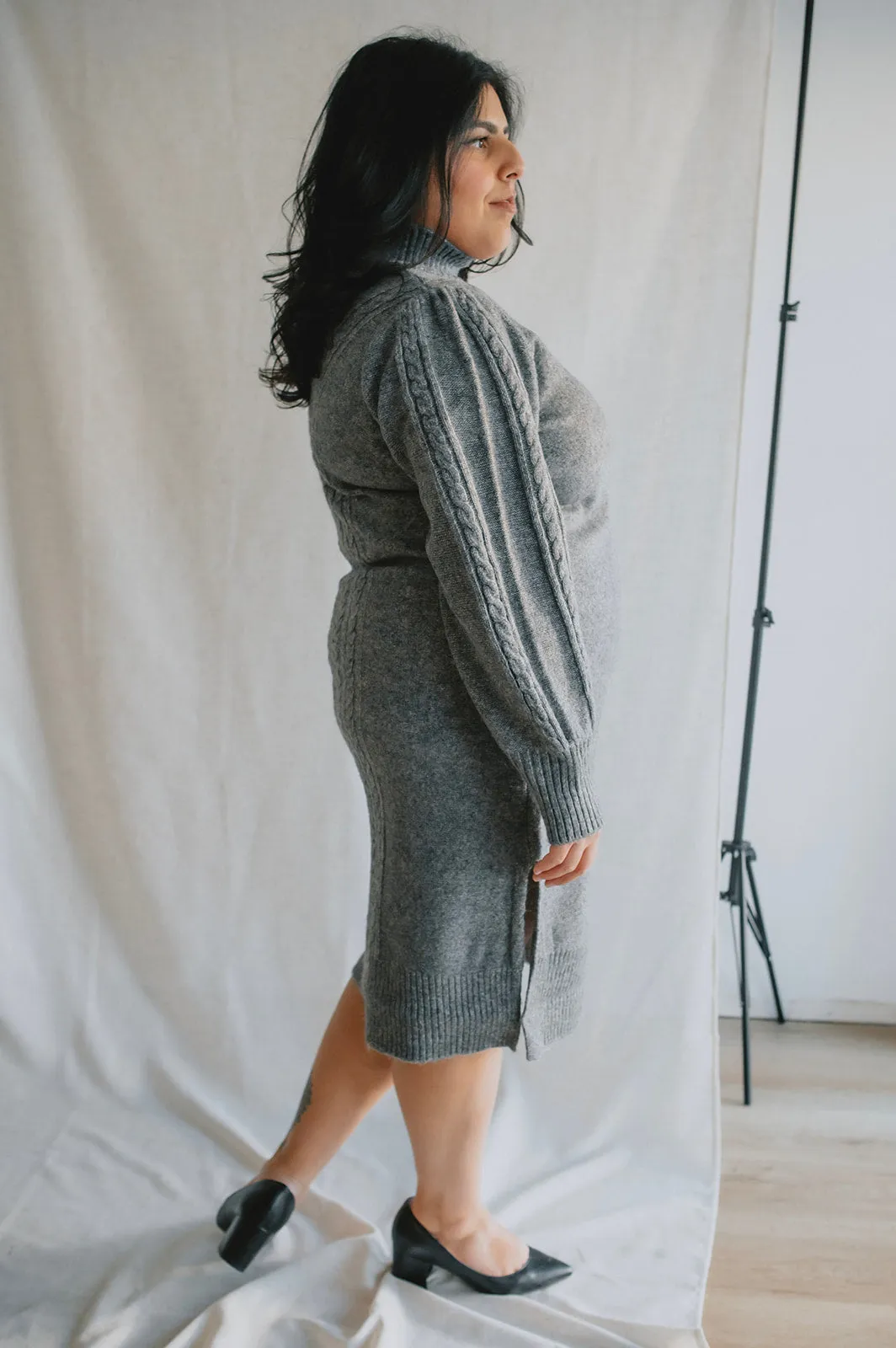 The Mania Cableknit Sweater Dress - PLUS