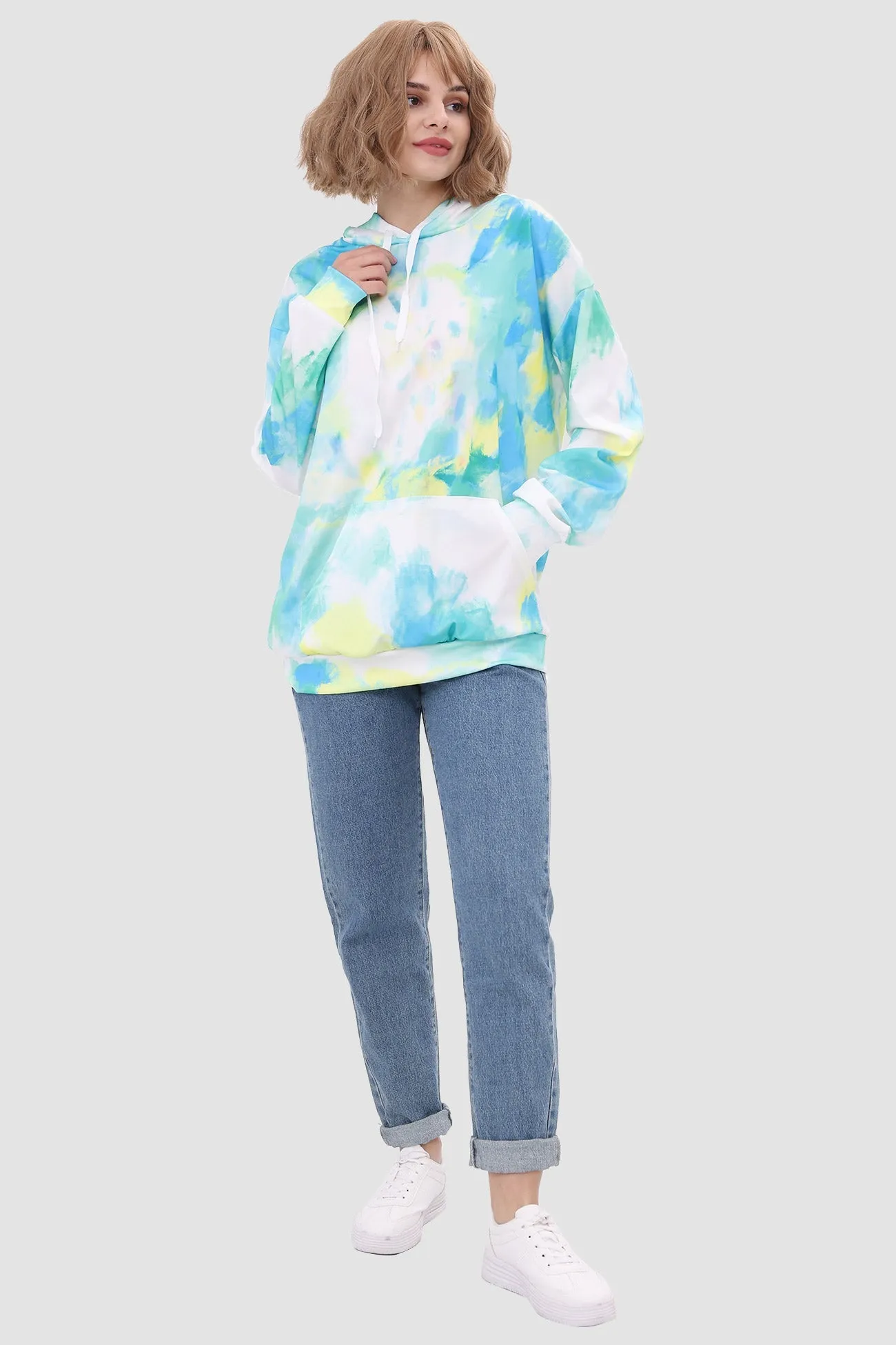 Tie Dye Pullover Drawstring Hoodie