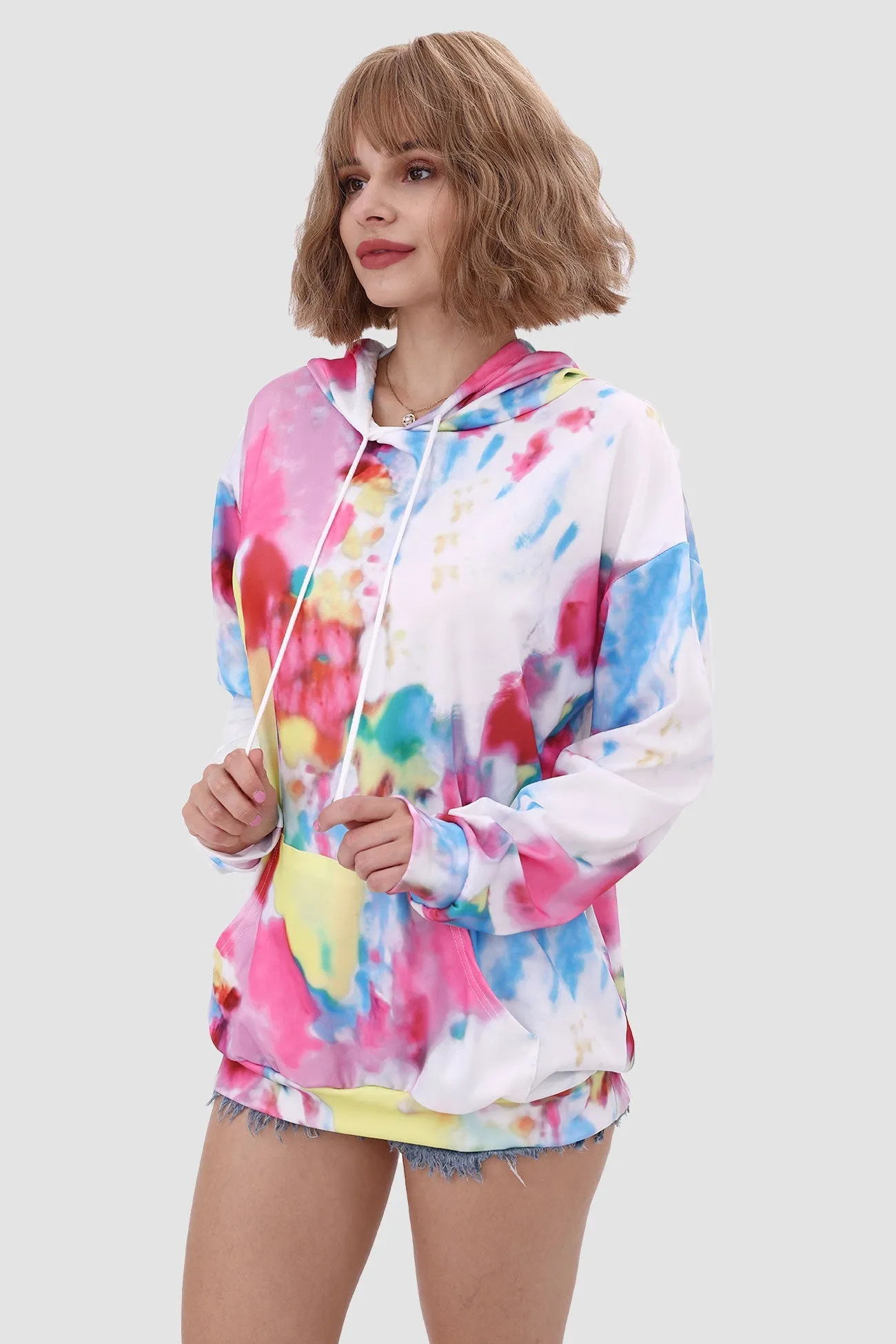 Tie Dye Pullover Drawstring Hoodie