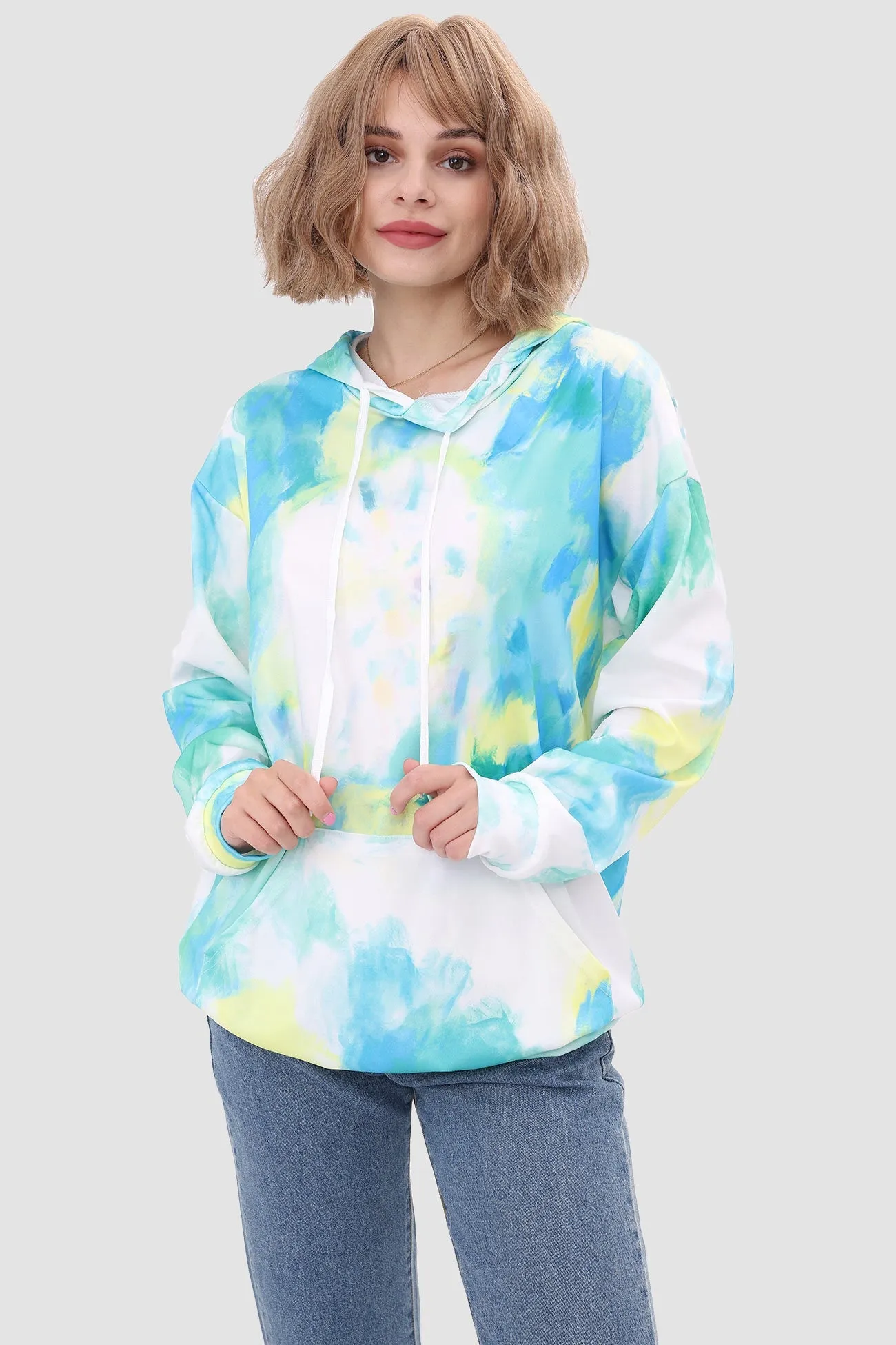 Tie Dye Pullover Drawstring Hoodie