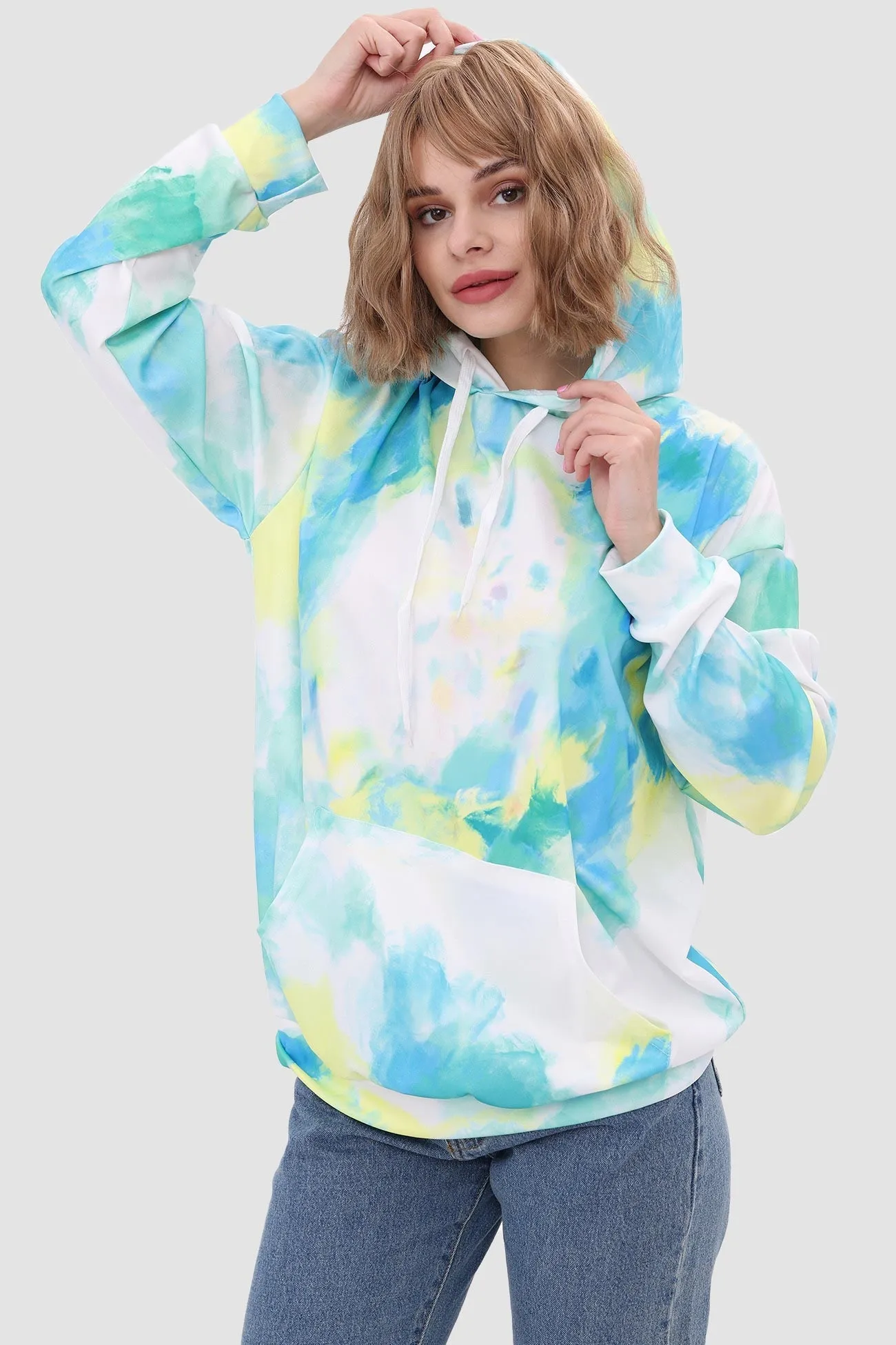 Tie Dye Pullover Drawstring Hoodie