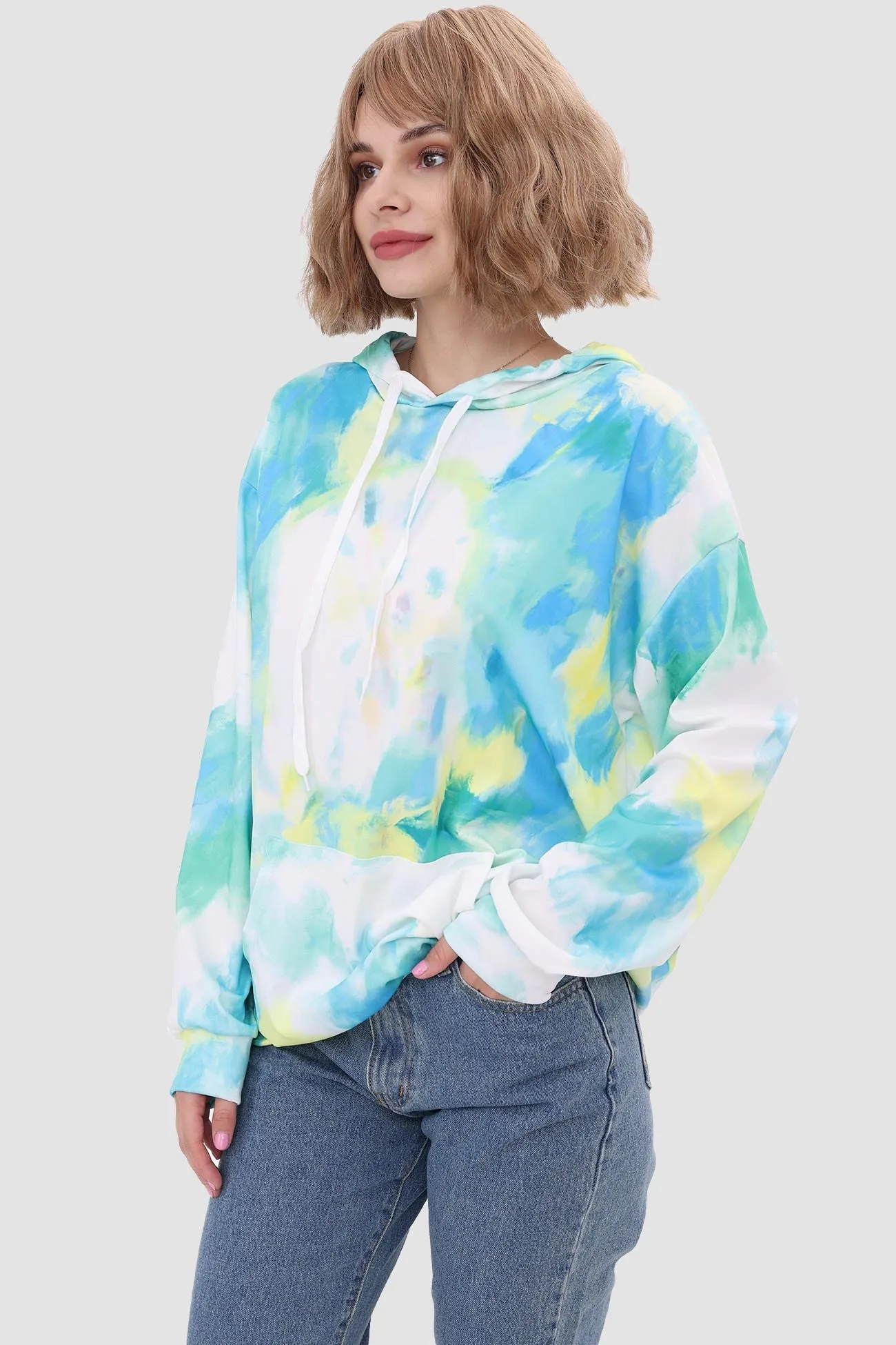 Tie Dye Pullover Drawstring Hoodie