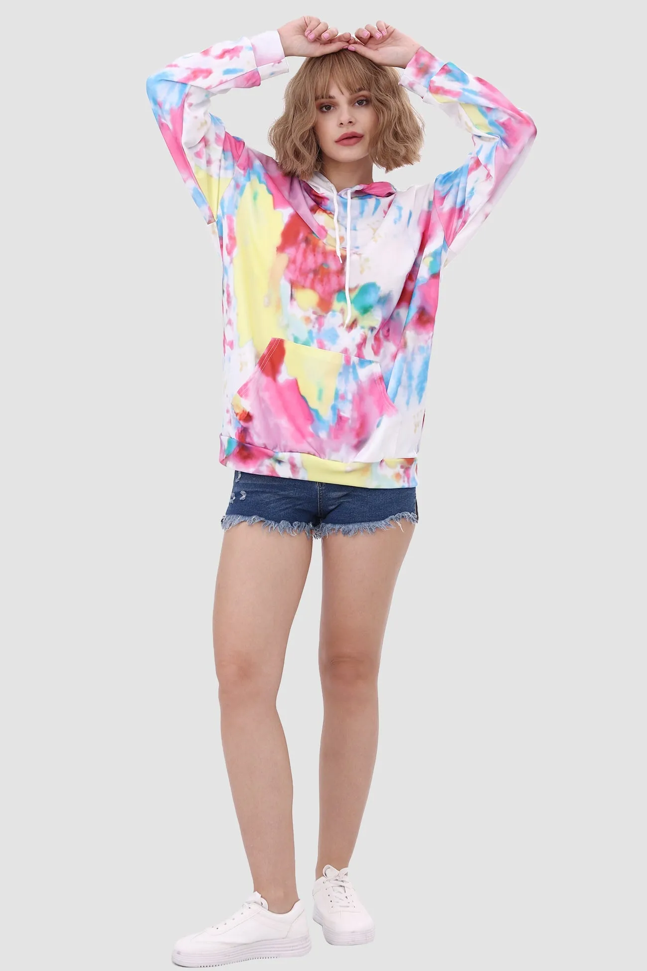 Tie Dye Pullover Drawstring Hoodie