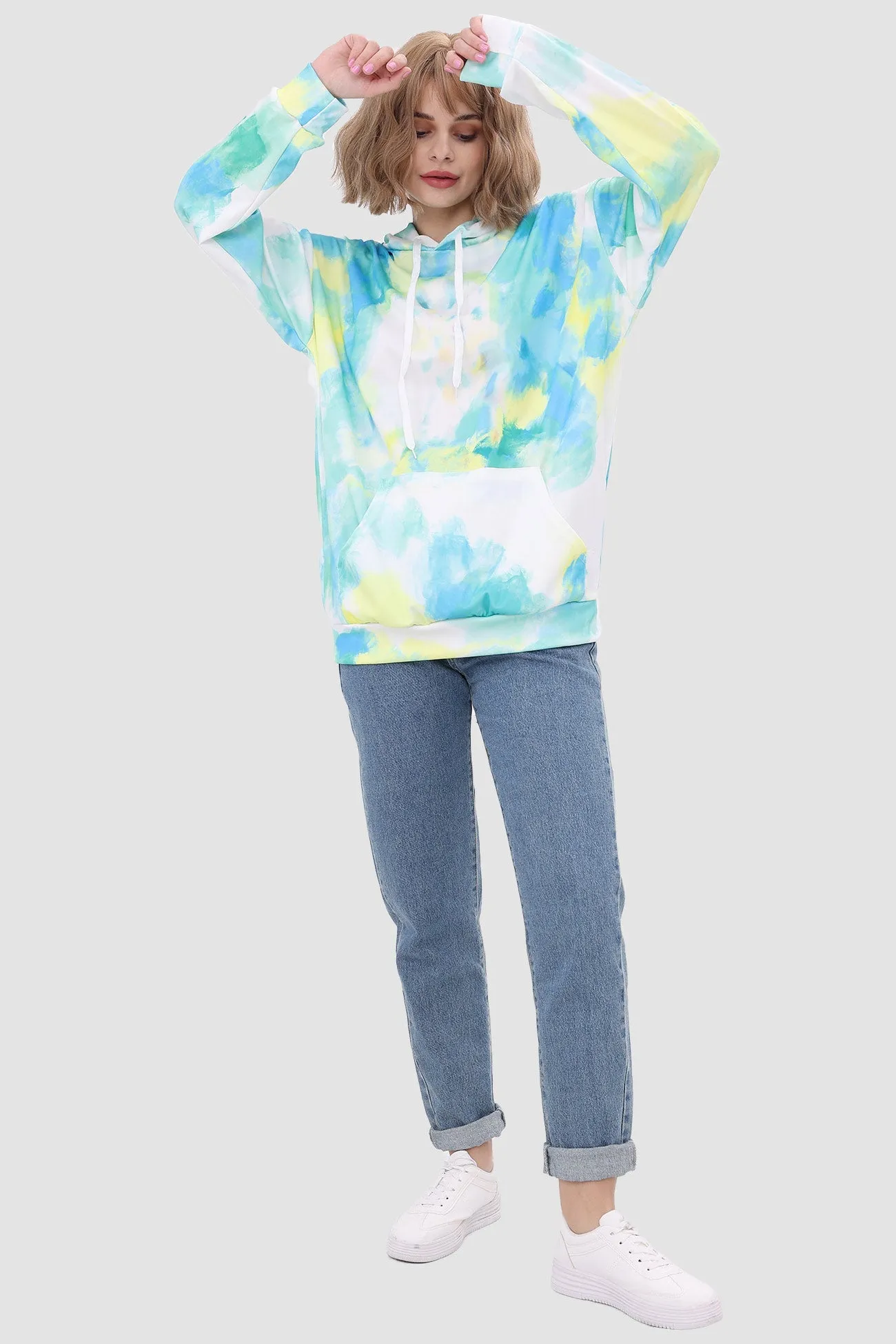 Tie Dye Pullover Drawstring Hoodie