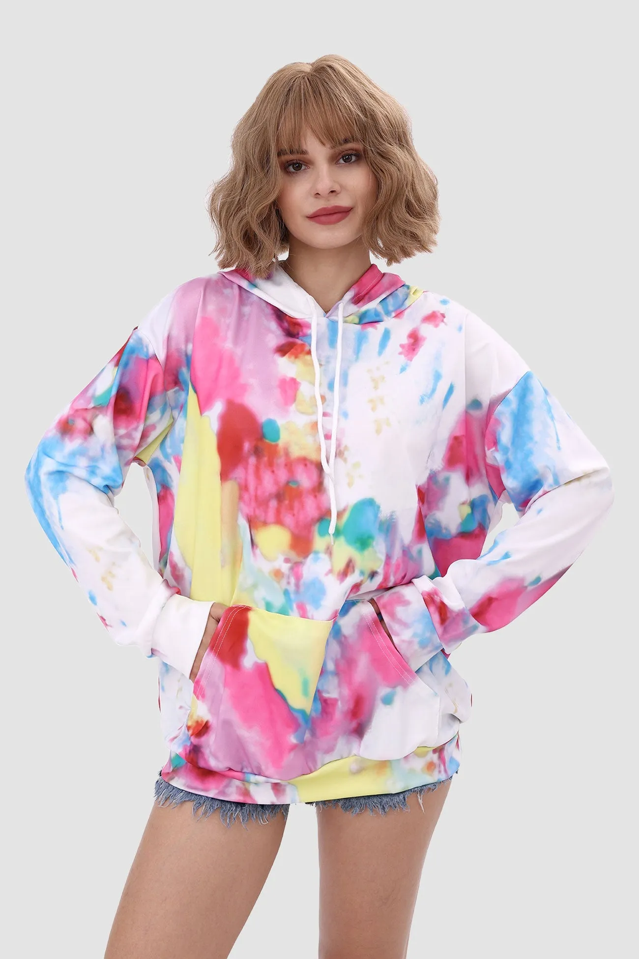 Tie Dye Pullover Drawstring Hoodie