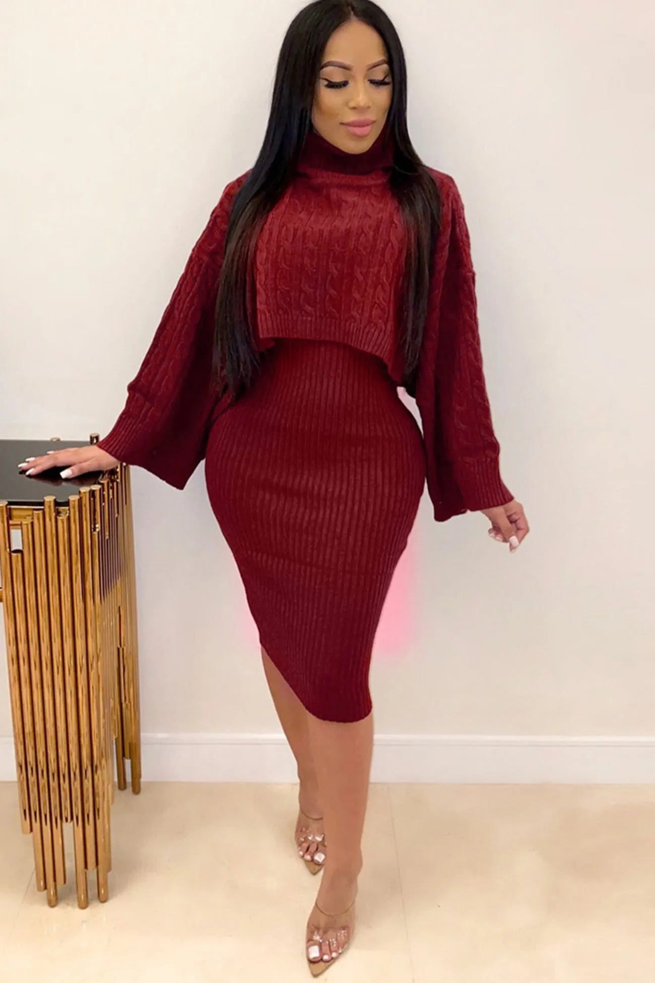 Turtleneck Sweater Dress Suits