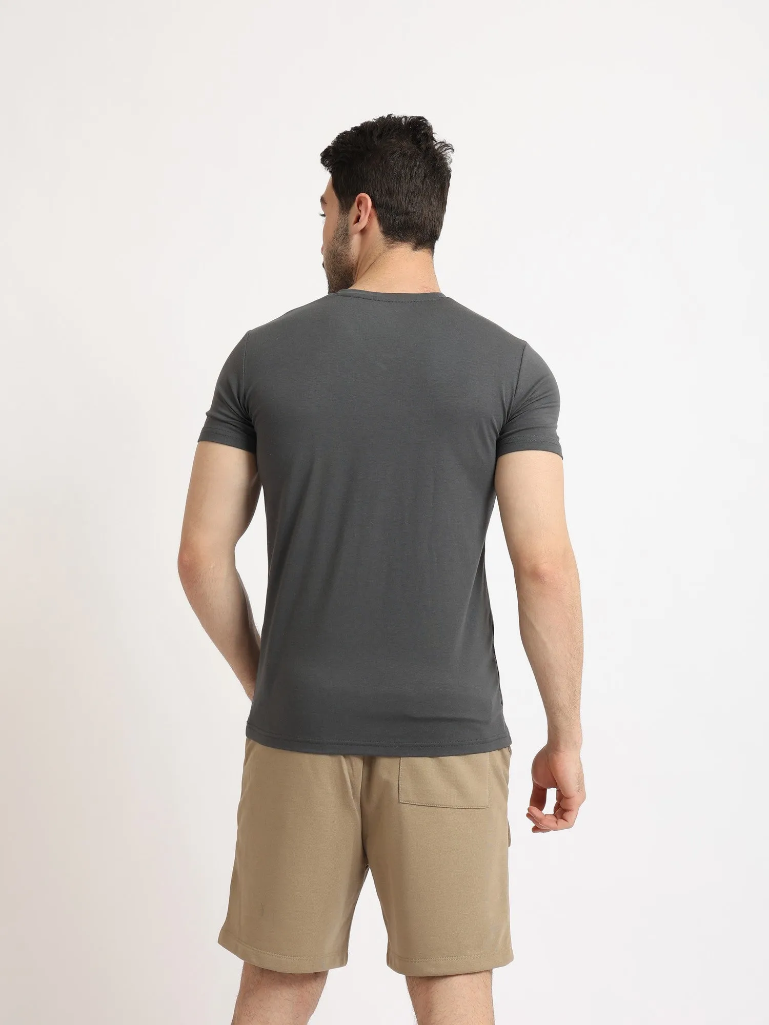 Undershirt For Men, Short Sleeves, - Grey