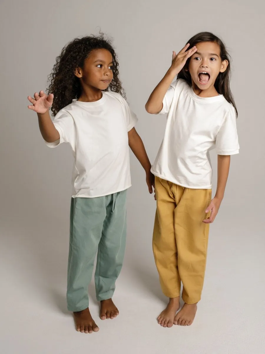 Unisex children organic pants in Mint