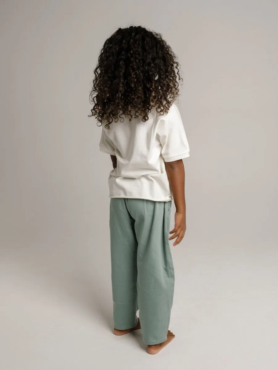 Unisex children organic pants in Mint