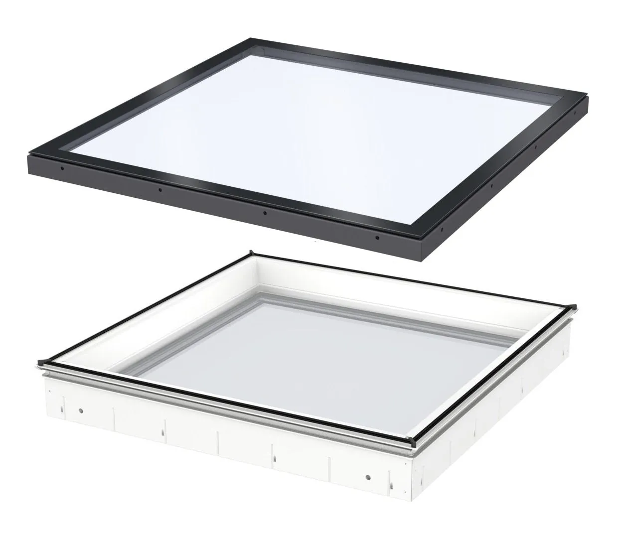 VELUX CFU 200100 S00M Fixed Flat Glass Rooflight Package 200 x 100 cm (Including CFU Triple Glazed Base & ISU Flat Glass Top Cover)