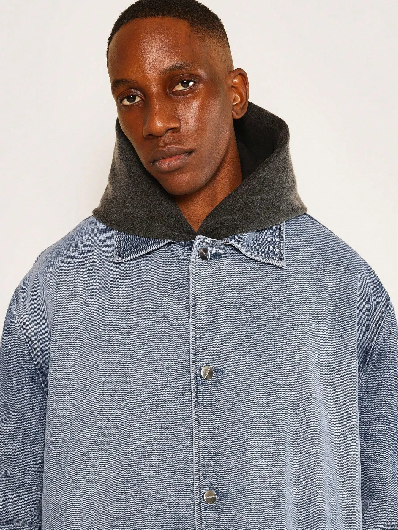 Washed Denim Trench Coat