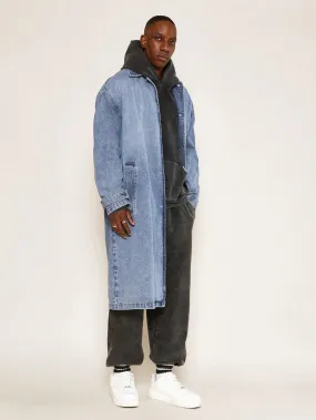 Washed Denim Trench Coat