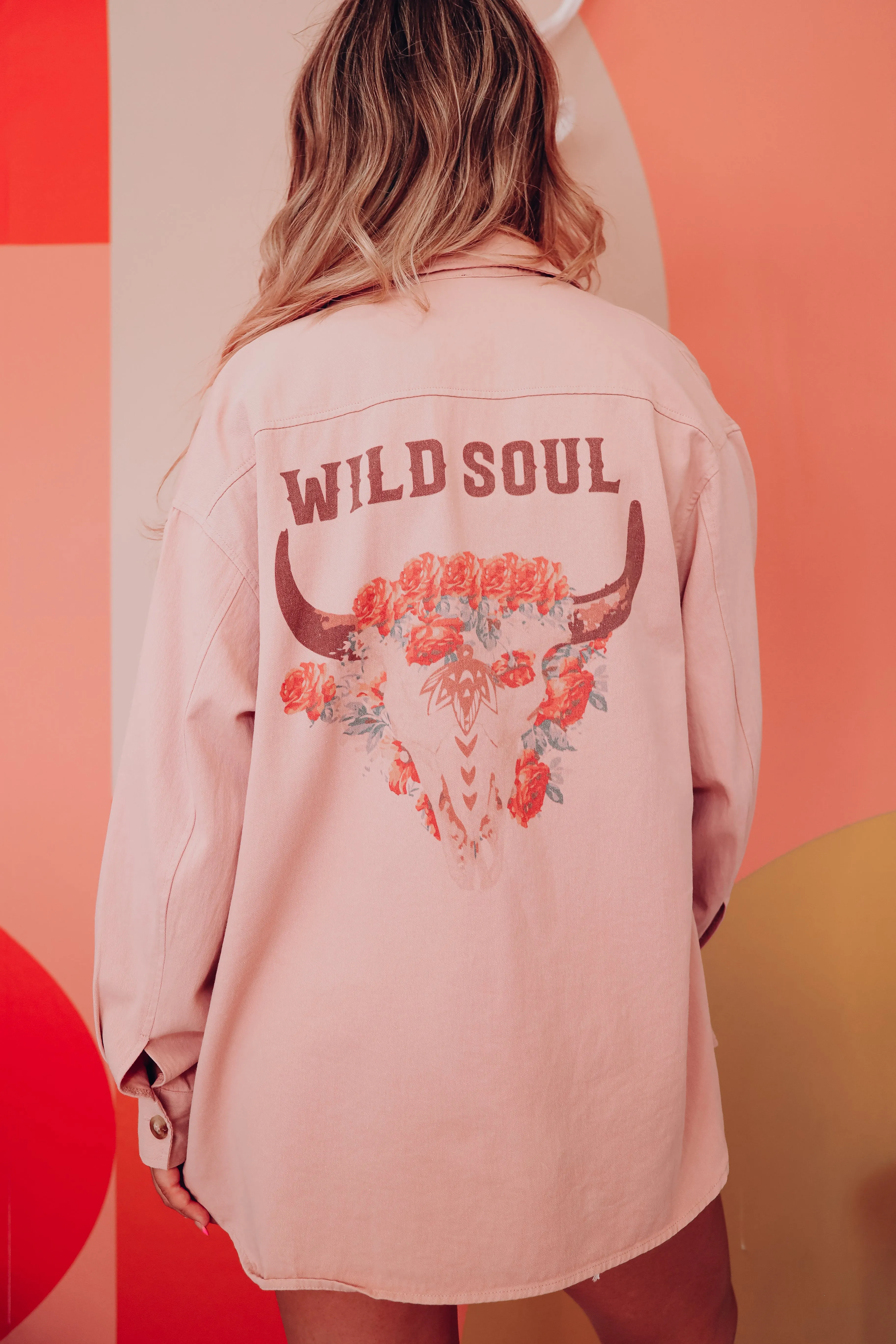 Wild Soul Flower Skull Shacket - Mauve