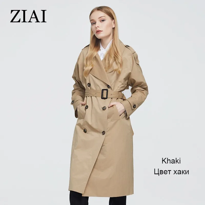 Wjczt 2022 New Women's trench coat Long Simple Classic Double Breasted Women windbreaker Casual Windproof Outerwear ZS-7246