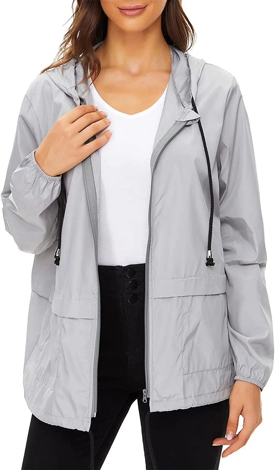 Women Rain Coats Lightweight Waterproof Outdoor Rain Jacket Hooded Packable Raincoats