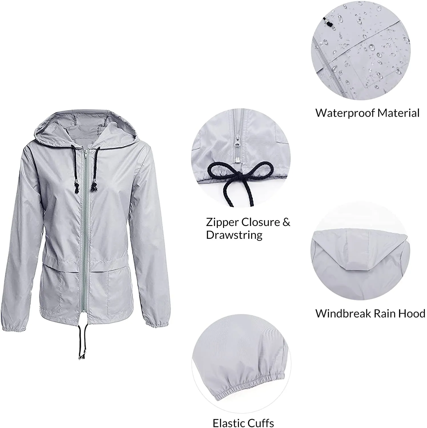 Women Rain Coats Lightweight Waterproof Outdoor Rain Jacket Hooded Packable Raincoats