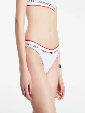 Women's Brand Logo Printed Thong,White