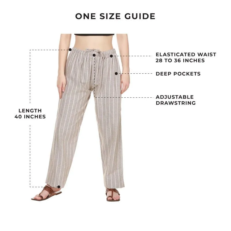 Women's Lounge Pant | Grey Stripes | Fits Waist Size 28" to 36"