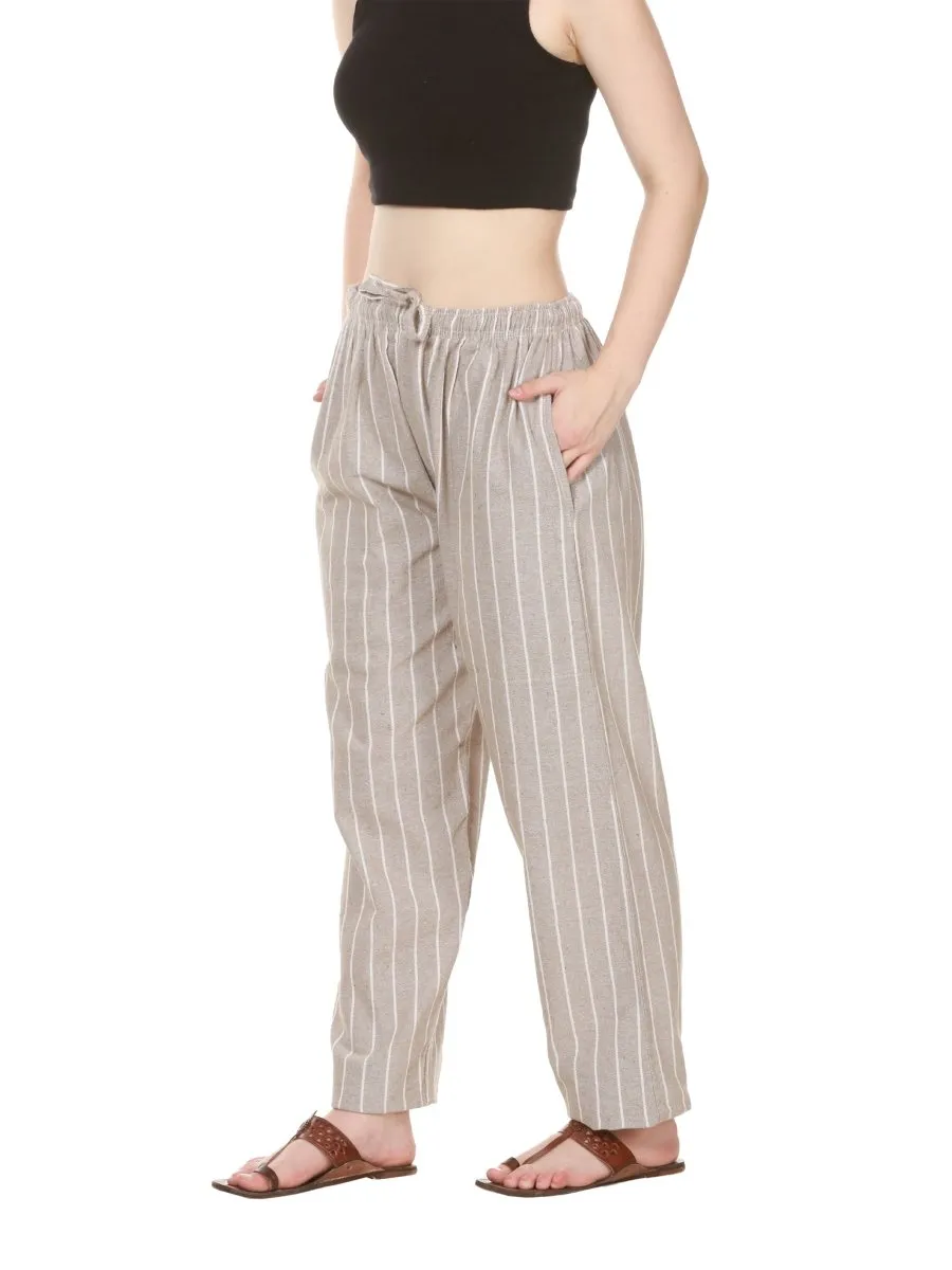 Women's Lounge Pant | Grey Stripes | Fits Waist Size 28" to 36"