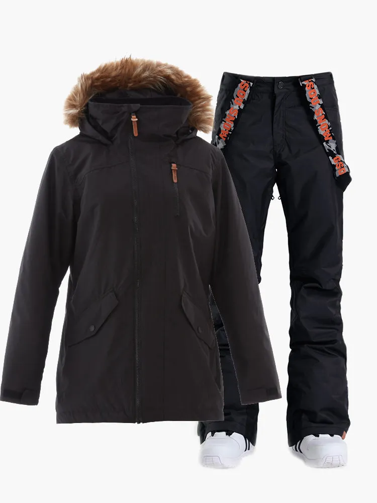 Women's Simple Black Ski  & Snowboard Suits