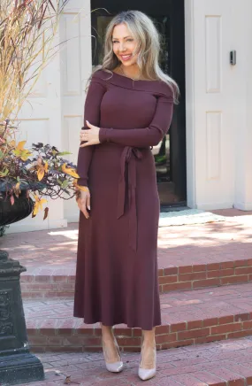 Wrapped In Grace Off Shoulder Midi Sweater Dress