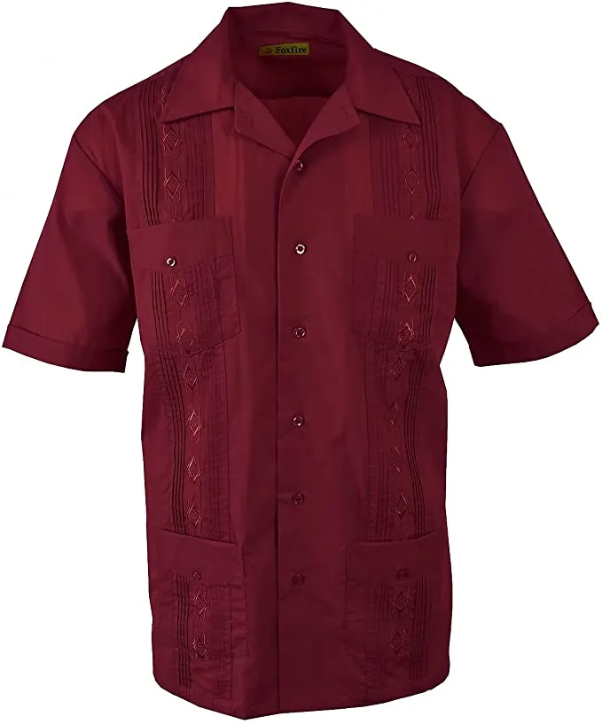 X FOXFIRE Sportswear Men's Short Sleeved Embroidered 4-Pocket Guayabera Shirt, Style#321