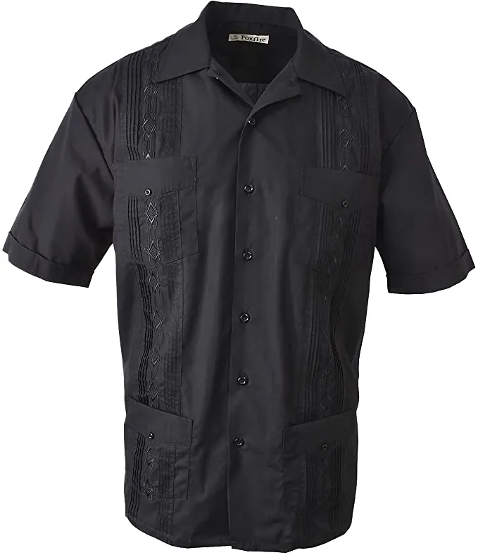 X FOXFIRE Sportswear Men's Short Sleeved Embroidered 4-Pocket Guayabera Shirt, Style#321