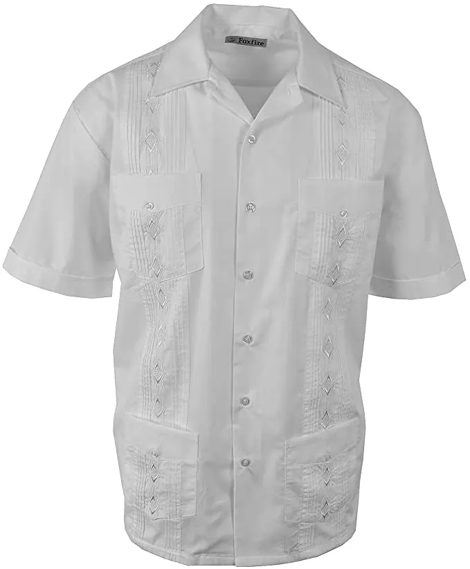 X FOXFIRE Sportswear Men's Short Sleeved Embroidered 4-Pocket Guayabera Shirt, Style#321