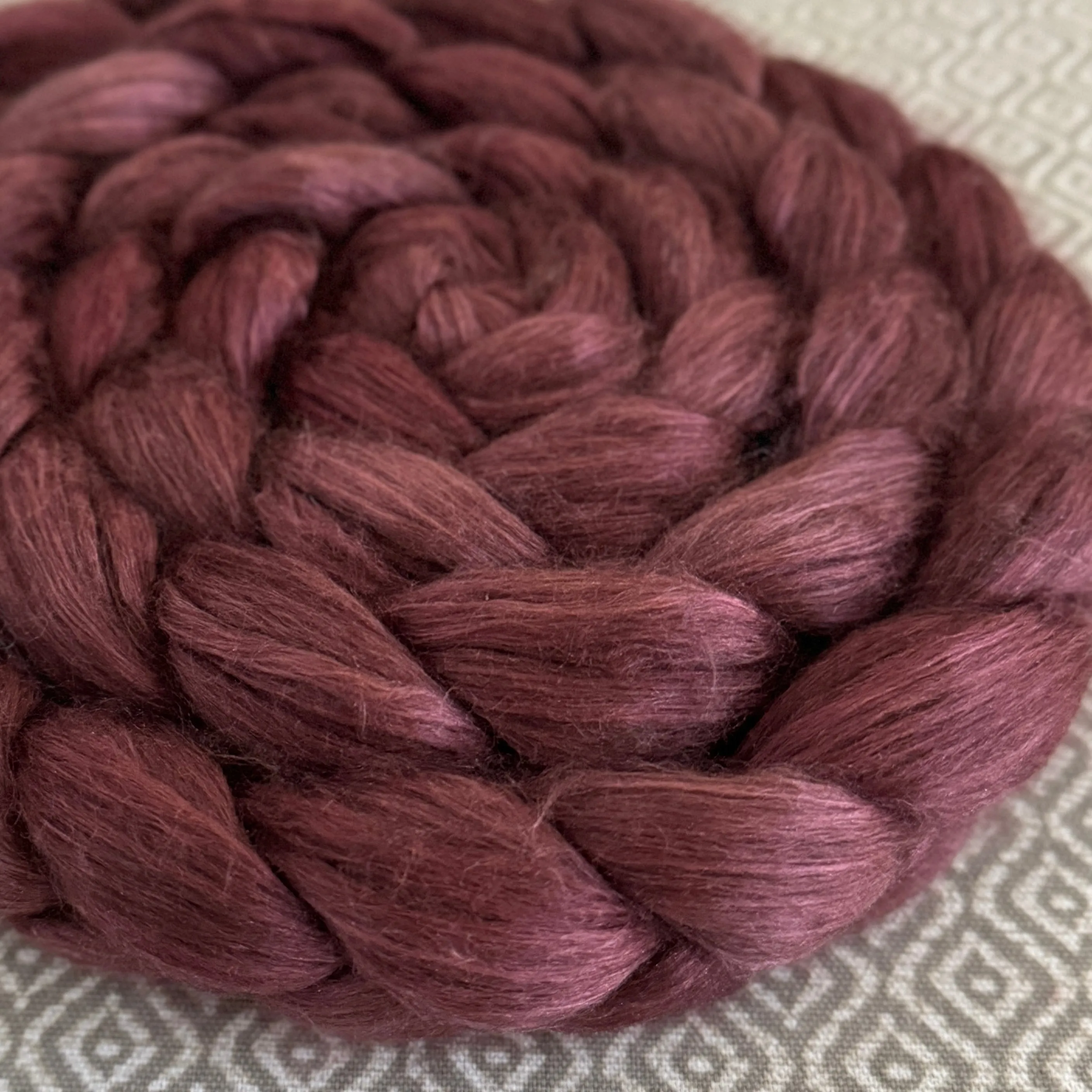 Yak Silk Roving - Red-Violet - OOAK