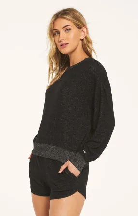 Z Supply Elle marled long sleeve top zt203446 heather black